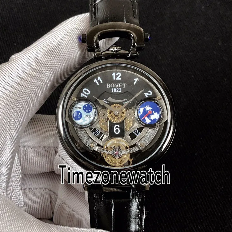 Bovet Amadeo Fleurier Grand Complikacje Edouard Touardon stalowa obudowa biała szkielet szwajcarski kwarc męski męski zegarek czarna skóra 2276