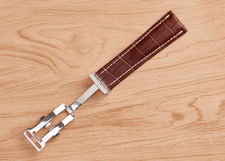 Adaptado para Breitling Super Ocean Challenger A7438710 pulseira de couro masculina com seção de bambu 20 22 24mm276a