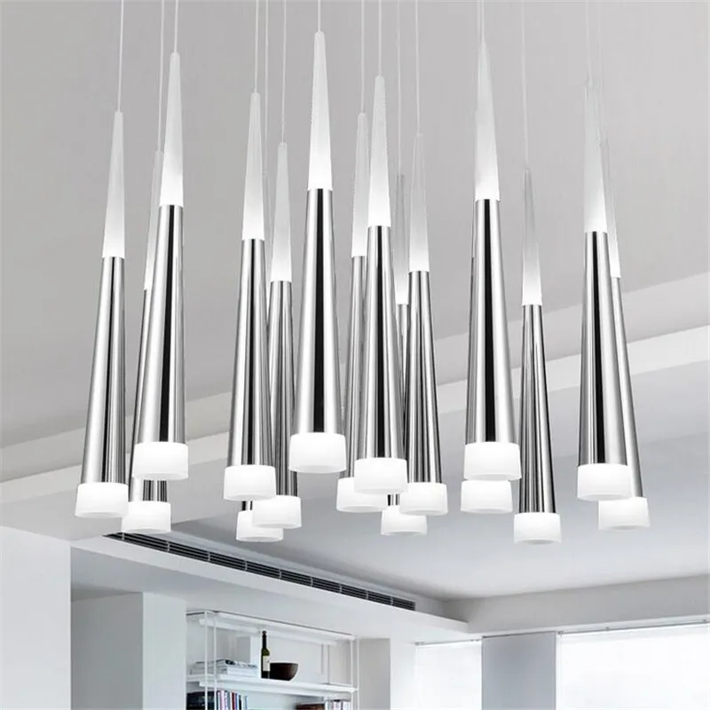 Lampade a sospensione moderne a LED da 7 W, apparecchio a sospensione conico in alluminio, scale, lampadari da negozio, 209S