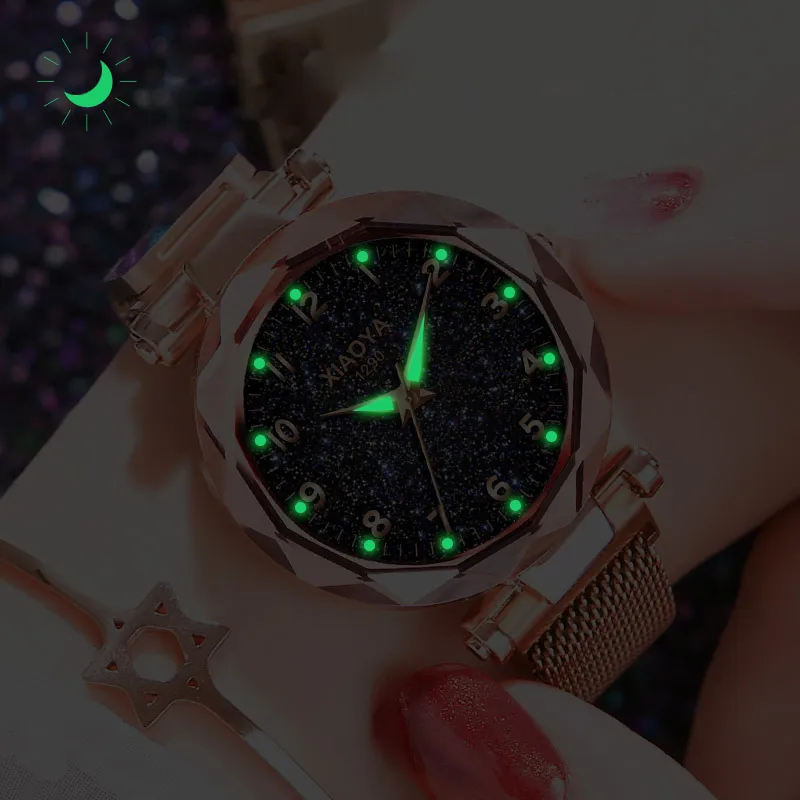 2019 céu estrelado relógios moda feminina ímã relógio senhoras ouro árabe relógios de pulso senhoras estilo pulseira relógio y19257v