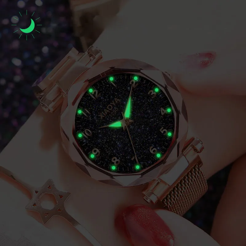 2019 Starry Sky Watches Women Fashion Magnet Watch Ladies Golden Arabiska armbandsur Damer Style Armband Clock Y19298K