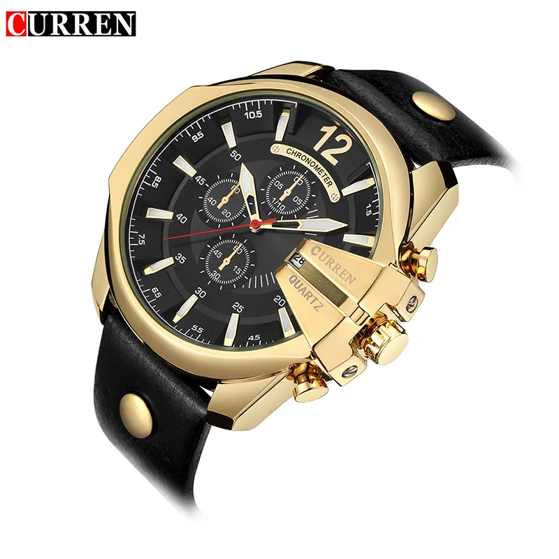 Curren Men's Casual Sport Quartz Watch Mens Watches Top Brand Luxury Quartz-Watch Leather Strap Military Watch Wrist Male Clo244a