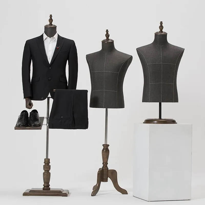 Mode Homme mannequin corps demi-longueur modèle costume pantalon support affichage magasin de vêtements bois dase hauteur réglable bricolage xiai290l