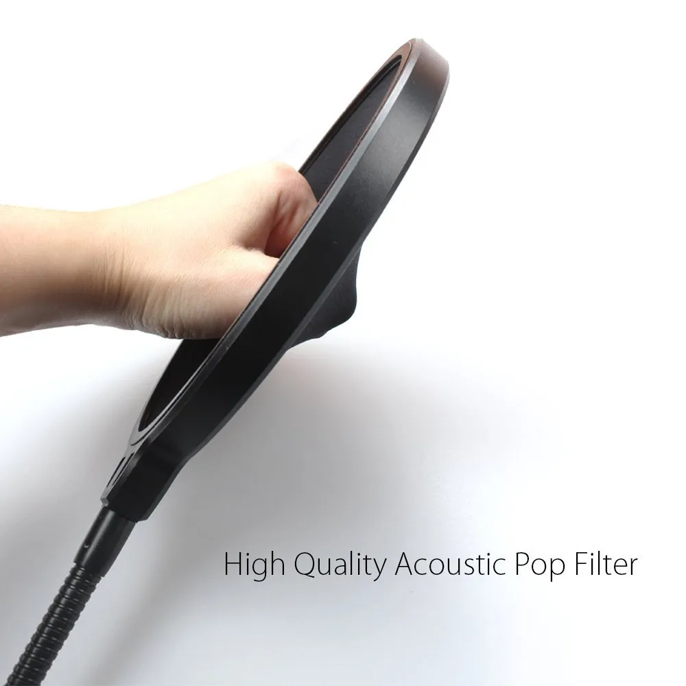 Pince de 6 pouces sur microphone filtre anti-pop bicouche enregistrement protection anti-éclaboussures Double écran en maille pare-brise Studio