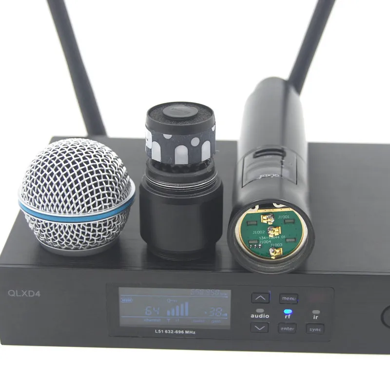 Profesyonel UHF Dijital Kablosuz Mikrofon Sistemi QLXD4 Gerçek Çeşitlilik Sahnesi Performans Beta58 Tek Handli Mikrofon9694969