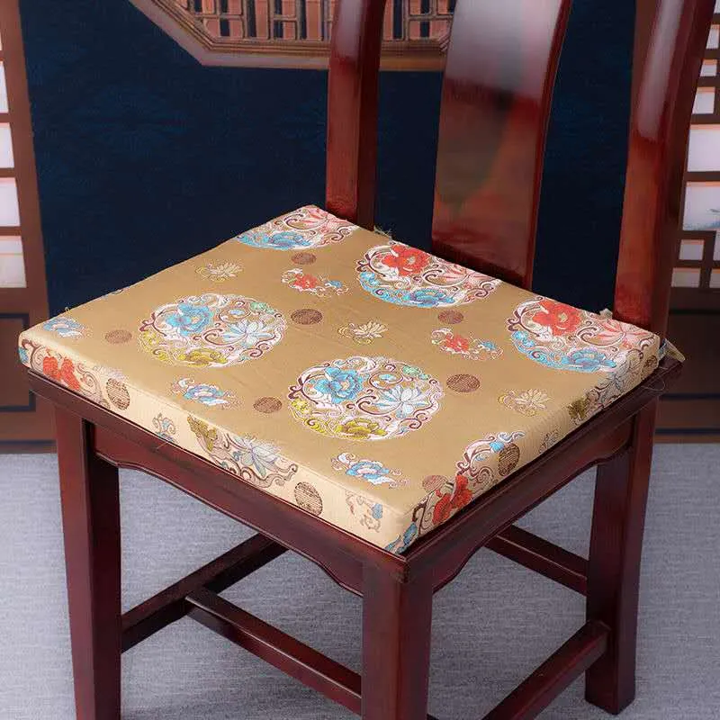 Coussin de siège de chaise personnalisé Lucky, épais et profond de 4cm, pour cuisine, salle à manger, fauteuil, brocart de soie chinoise, confort antidérapant, Seatin280o