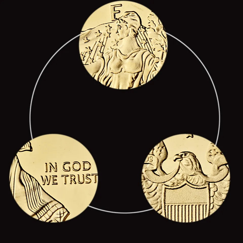 Craft 100 Mills 999 Fine Memorial US Eagle 2013 Status van Vrijheid in God We vertrouwen Vergulde Souvenir Coin