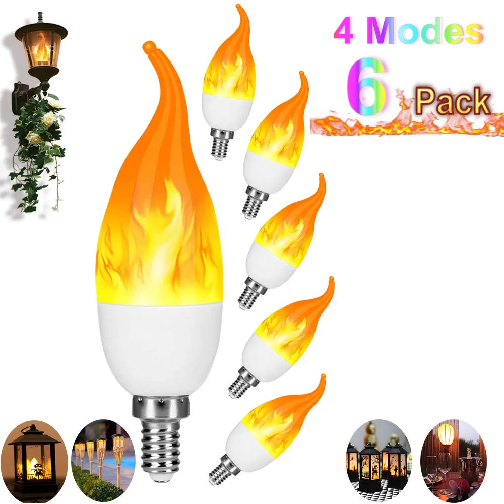 Efekt płomienia LED Candlestick Bulb Upgrad 4 tryby E12 Flashing Candle Flame Light Party Light 6 Pack Party Atmosfhere Light Bu266G