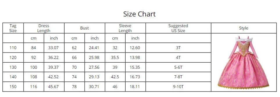 Girls Deluxe Princess Costume Long Sleeve Sleeping Beauty Pageant Party Gown Children Fancy Dress Up Frocks For birthday party one shopping