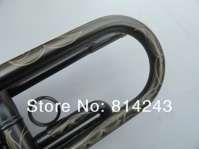 새로운 도착 UNBRANDED 독특한 무광택 검은 니켈 도금 표면 황동 BB 트럼펫 악기 절묘한 조각 패턴 BB 트럼펫