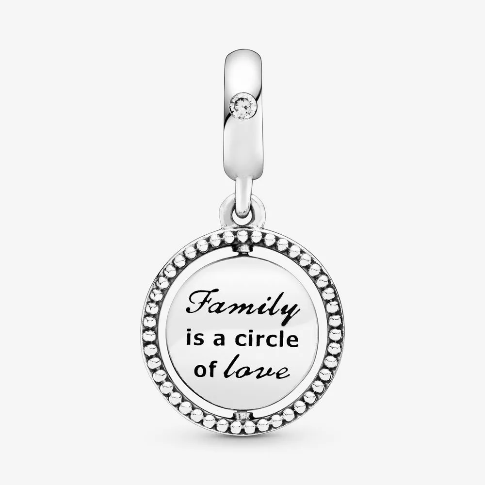 100% 925 Sterling Silver Spinning Family Tree Dingle Charms Fit Original European Charm Armband Women Wedding Engagement 218h