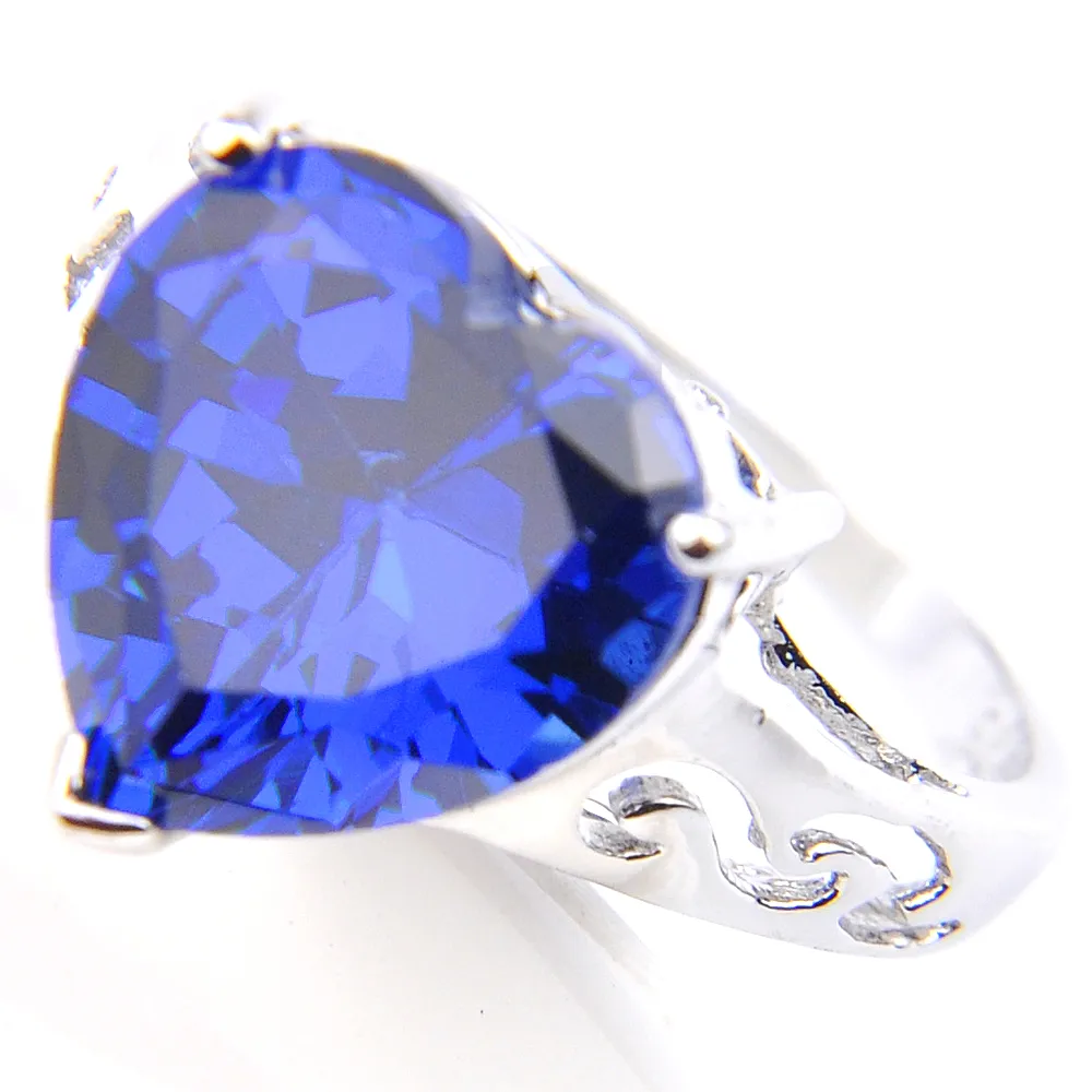 Luckyshine Mix 3 stuks veel antiek kristal vuurhart blauwe topaas zirkonia edelstenen 925 sterling zilveren bruiloft hangers oorbel ring jewe2941