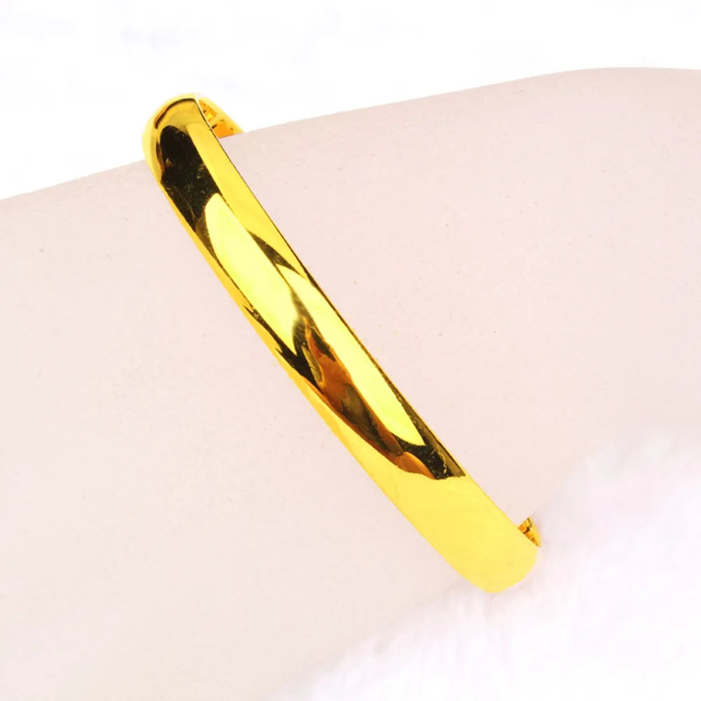 Glatte Manschette Armreifenschule 18K Gelbgold gefüllt einfacher Stil Klassisches Womens Armreifen Armband Geschenk Schmuck 60 mm Dia250g
