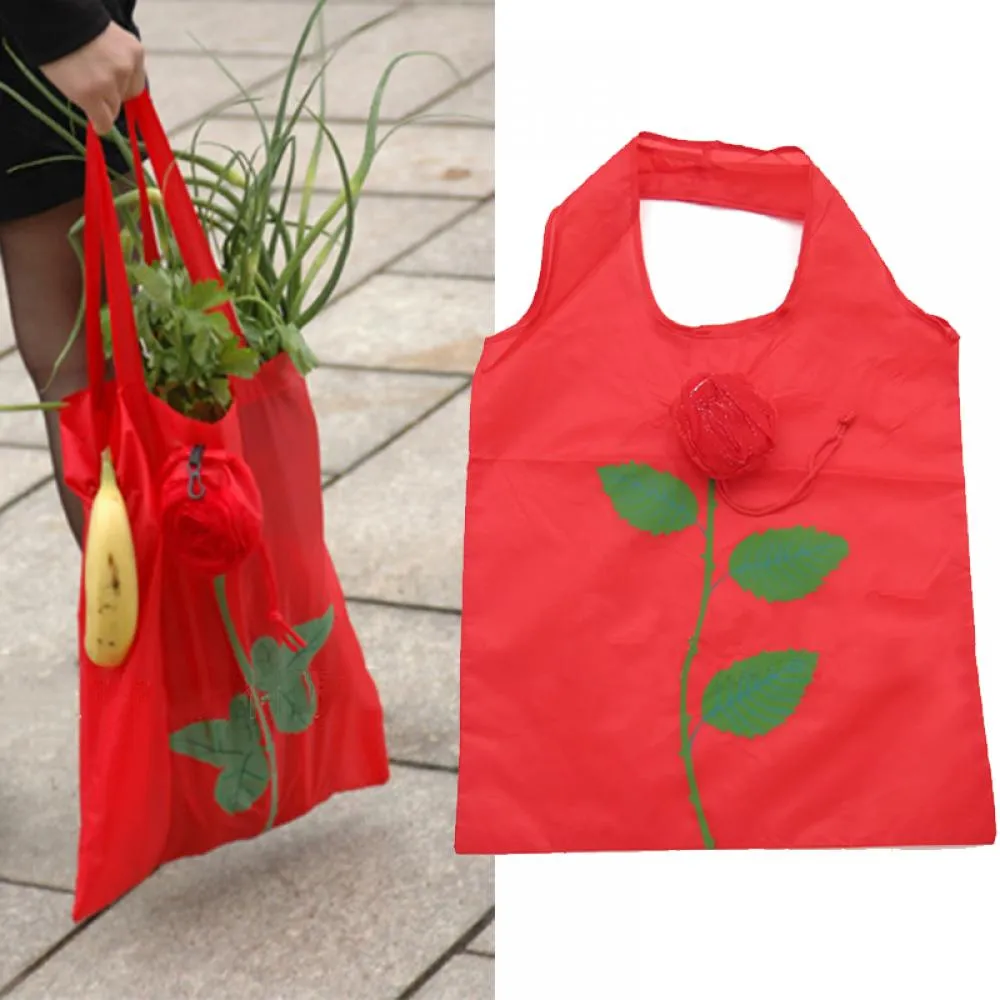 Shopping Bags ISKYBOB Chinese Style Rose Flowers Handbag Reusable Folding Bag Tote Eco Storage2598