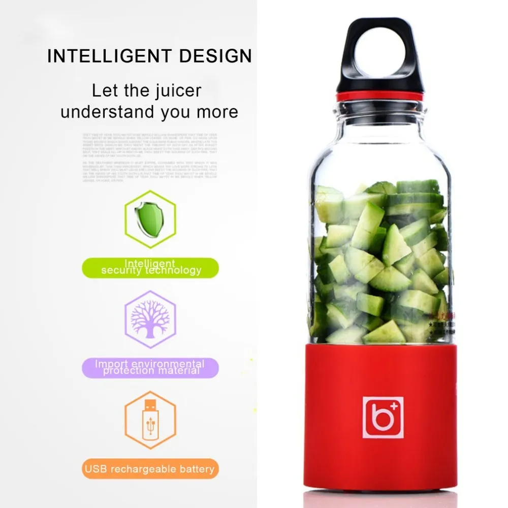 500 ml 4 BLADE PORTABLE Blender Juicer Machine Mixer Electric Mini USB Food Processor Juicer Smoothie Blender Cup Maker Juice221C