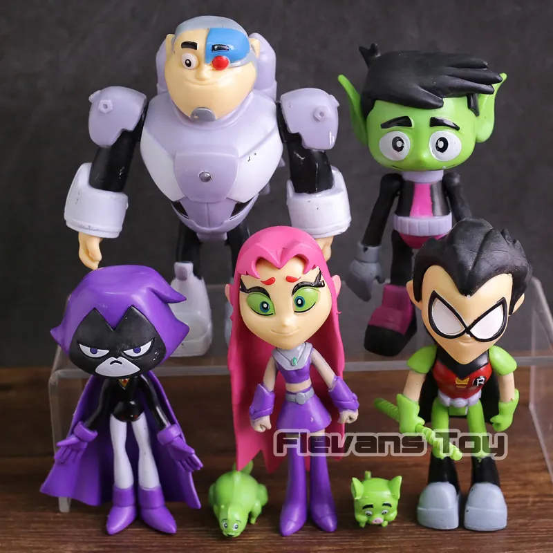 Teen Titans Go Robin Cyborg Beast Boy Starfire Raven Silkie Pvc Figurines Enfants Jouets Cadeaux / set C19041501