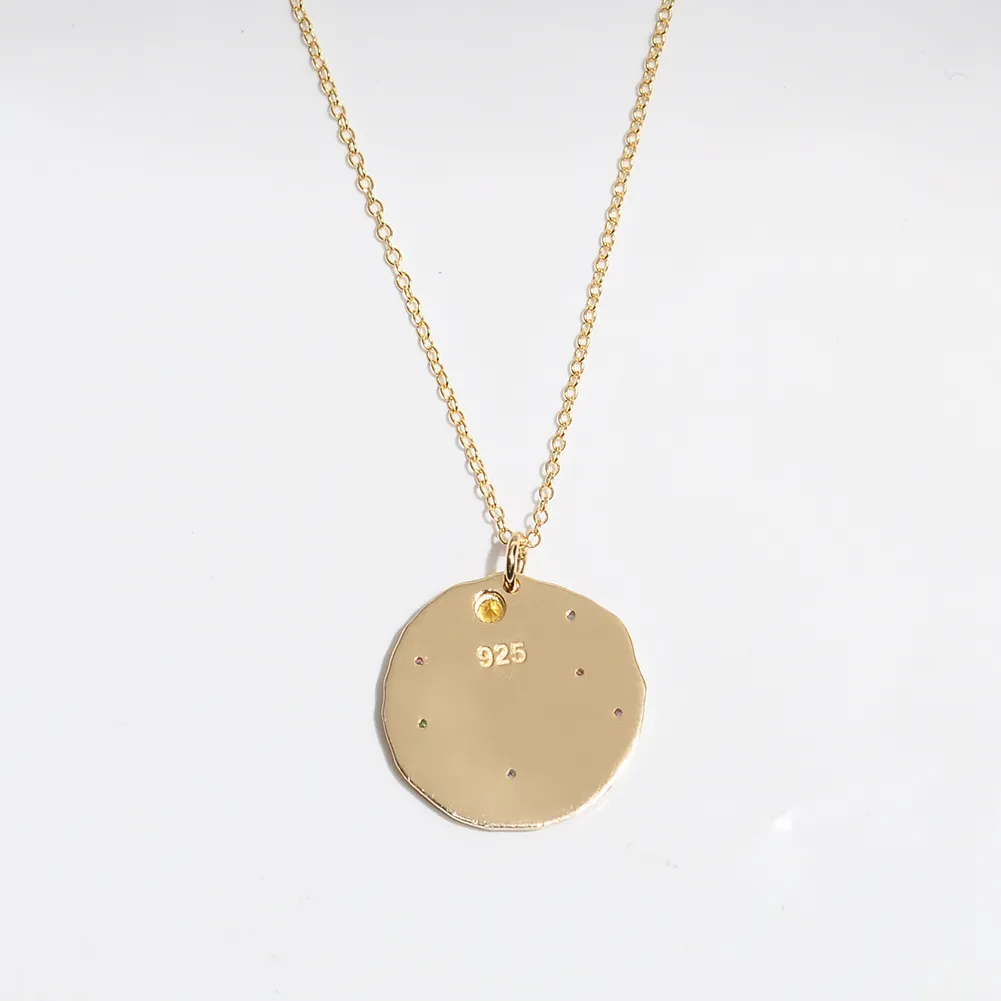 Vercret colar do zodíaco 925 prata esterlina constelação ouro pingente colar para mulheres jóias presente cx200609238x