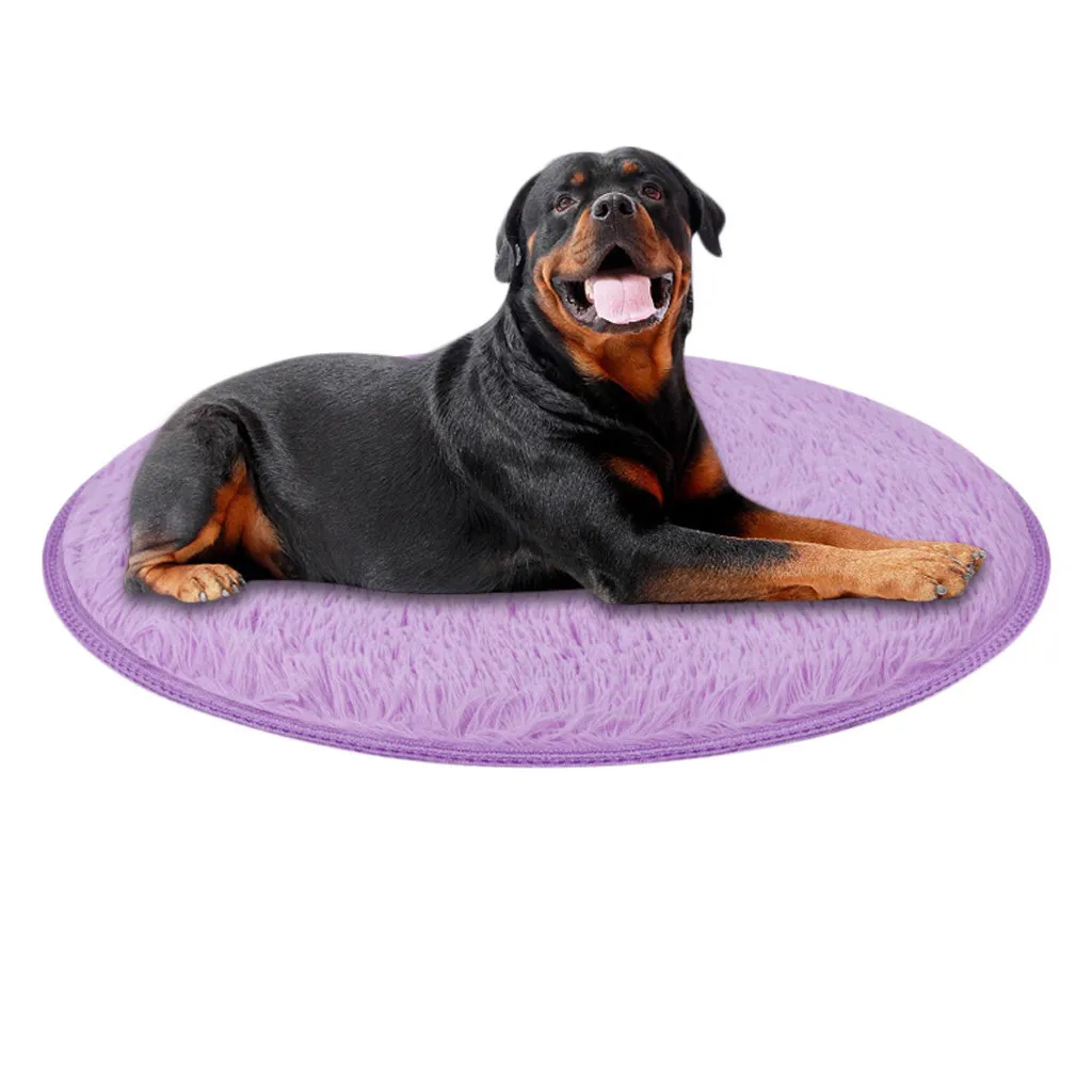 Mascota perro cachorro gato perrera almohadilla cama cojín Coral polar estera cálida suave manta cama para perro redonda camas para perros grandes lavable 202M