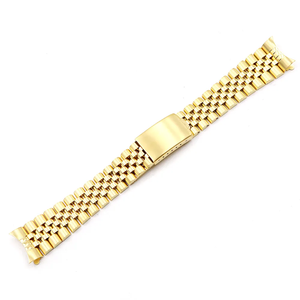 Carlywet 19 20 22mm Two Tone Hollow Curved End Solid Screw Links Ersättare Watch Band Strap Old Style Jubilee Armband CJ191225265T