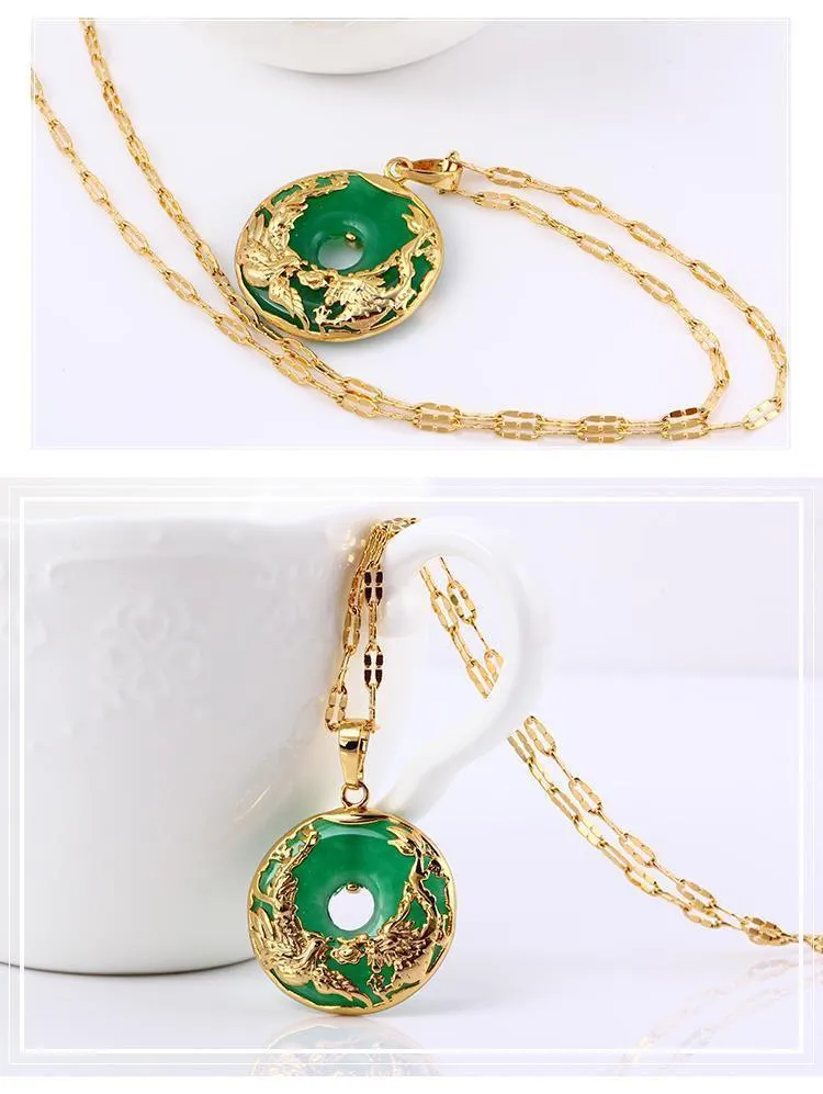 14k Gold Halskette Smaragdanhänger für weibliche Luxus Colgante de 925 Mujer Green Jade Emerald Anhänger Topaz Gemstone Halsketten CX27881291