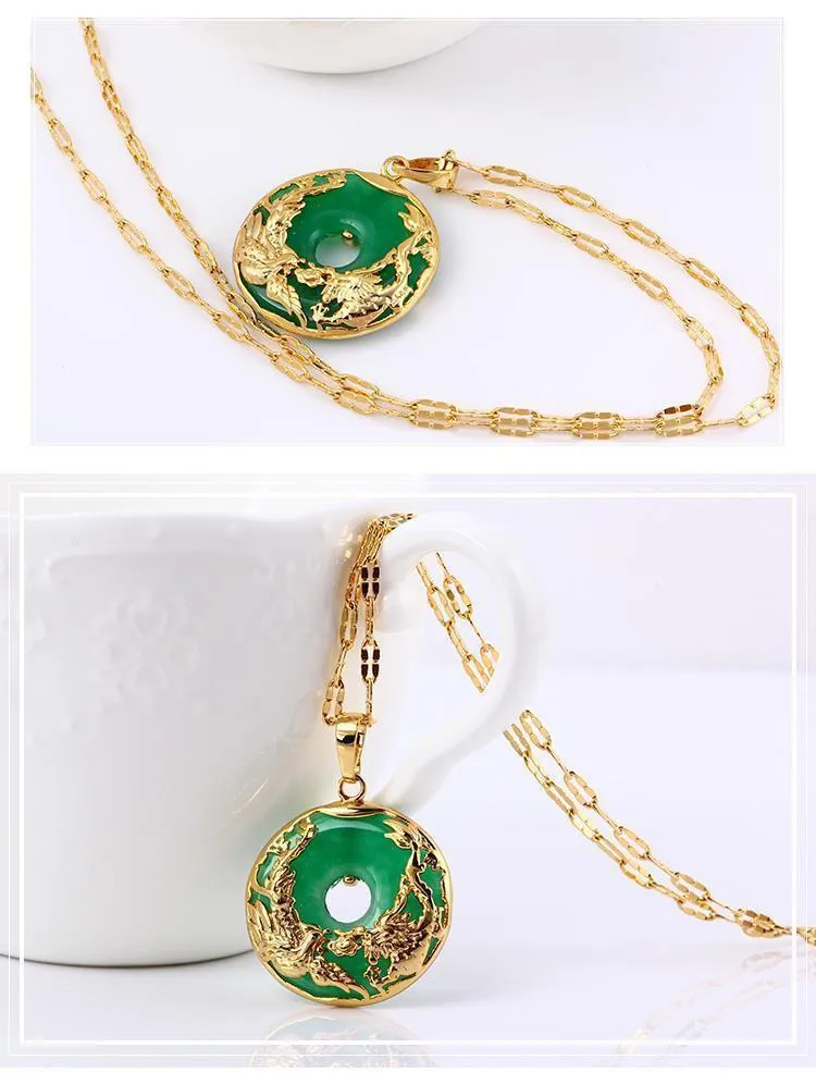 14K Gold Necklace Emerald Pendants for Female Luxury Colgante De 925 Mujer Green Jade Emerald Pendant Topaz Gemstone Necklaces CX27881291