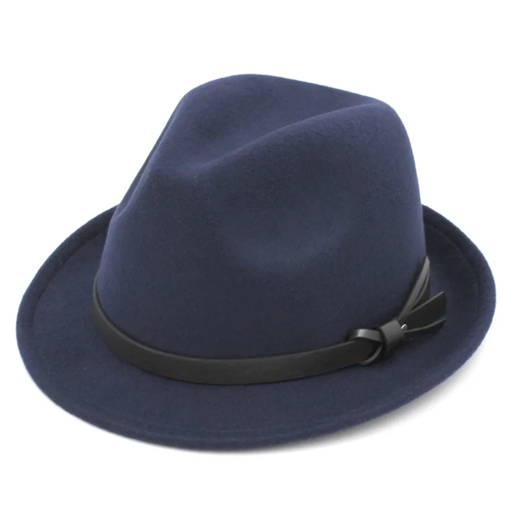 Unisex New Fashion 펠트 재즈 모자 클래식 탑 모자 남성 여성 우아한 단단한 Sunhat 뻣뻣한 브림 Fedora 세련된 트릴 비 Gangst6626404