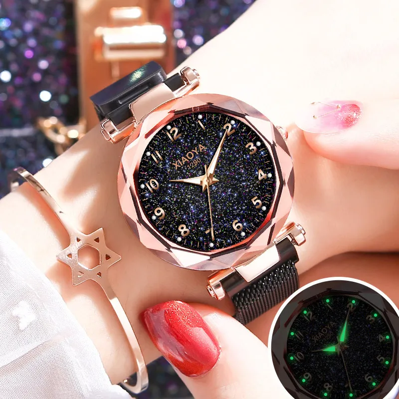 2019 ciel étoilé montres femmes mode aimant montre dames doré arabe montres dames Style Bracelet horloge Y19253P