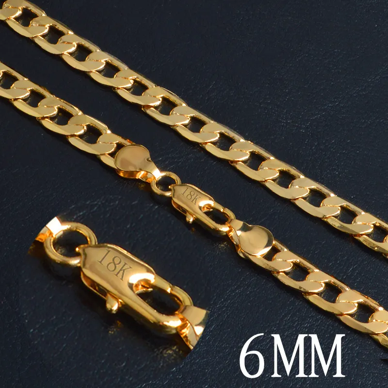 Omhxzj całe łańcuchy osobowości moda ol woman girl impreza ślub Gold 6mm 6 mm figaro łańcuch 18KT Złoto łańcuch Naszyjnik NC1532062195