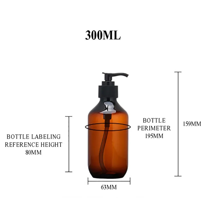 Vücut Losyon Duş Jel Kavanozları için Siyah Losyon Pompası Örnek Kapları ile Amber Plastik Boş Sıkıştırma Şişesi - 10 1oz ve 269Q