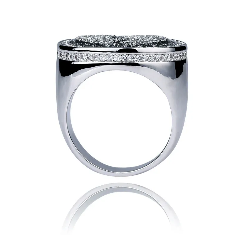 Anéis inteiros de coração quebrado para homens, designer de luxo, anel de diamante preto e branco, declaração de amor de prata, joalheiro224o
