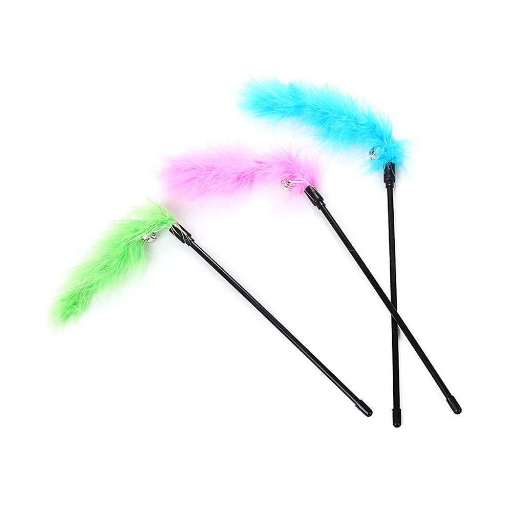 Pet Cat Teaser Fancy Multicolor Feather Toys Cat Wand Catcher Teaser Sticks Cat Interactive Training Toys Whole9059806