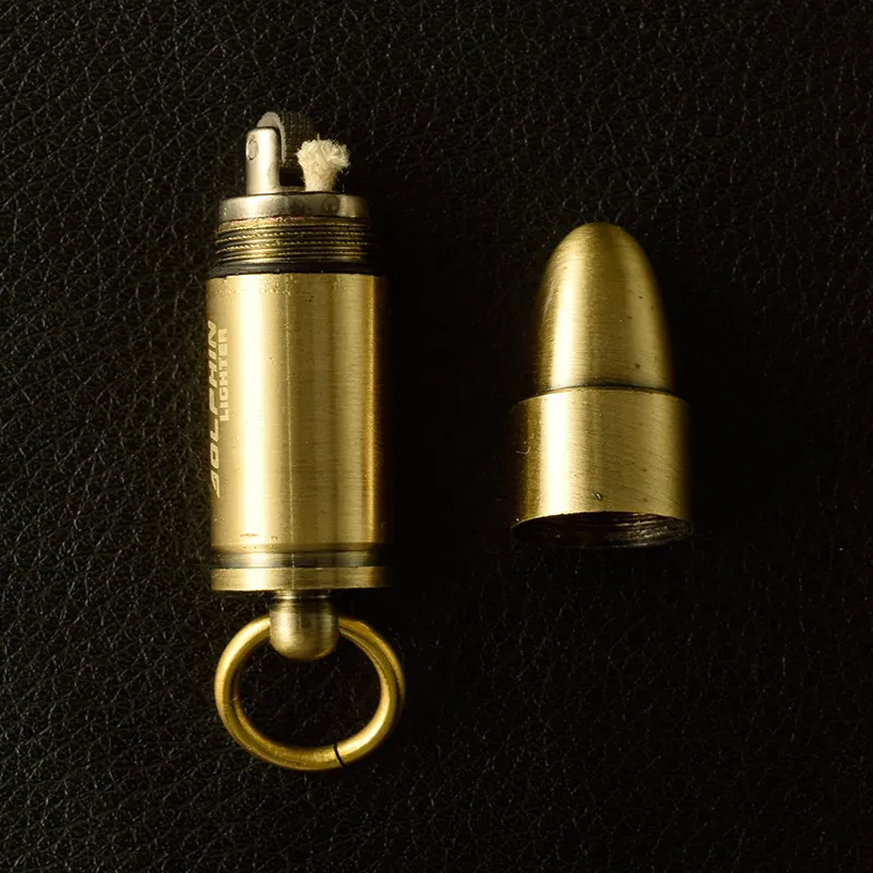 Açık Mini Bullet Çakmak Alev Kerosen Yağ Çakmak Anahtarlık Doldurulabilir Benzin Çakmak Erkekler Gadget