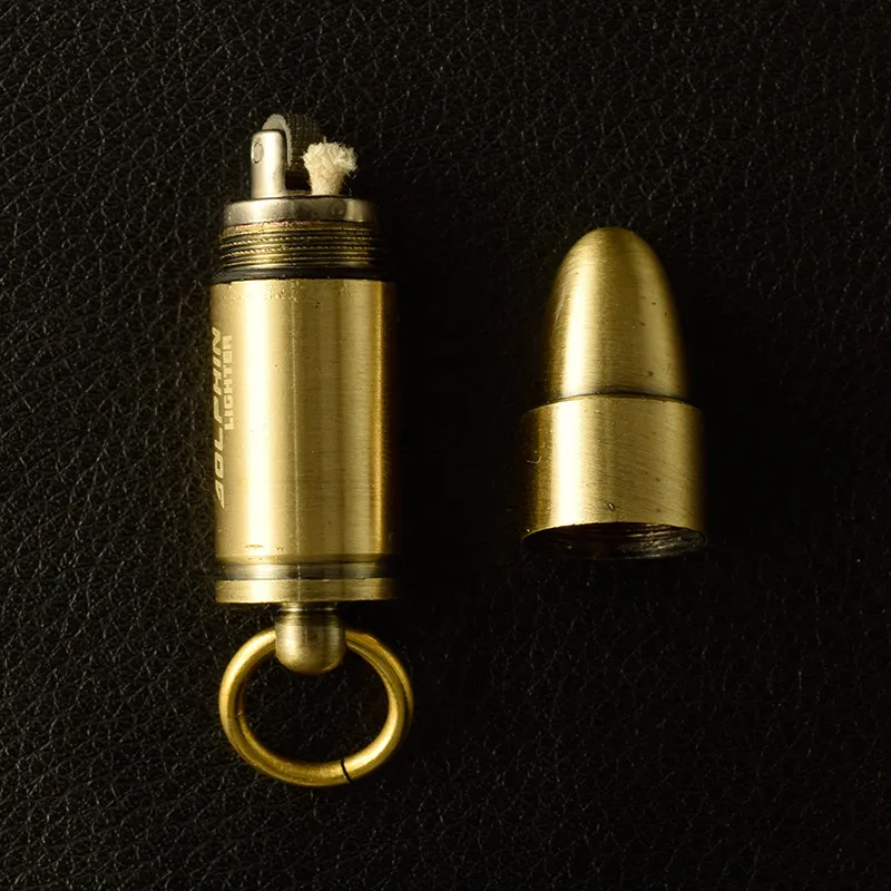 Outdoor Mini Bullet Lighters Flame Kerosene Oil Lighter Keychain Refillable Gasoline Lighters Men Gadget