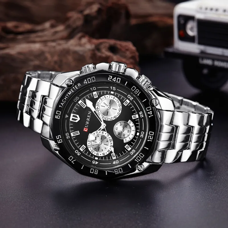 2020 Curren 8077 Sprzedawanie zegarków męskich Analog kwarcowy Klasyczna modna stal nierdzewna Mężczyźni Watch OEM Montre de Luxe214o