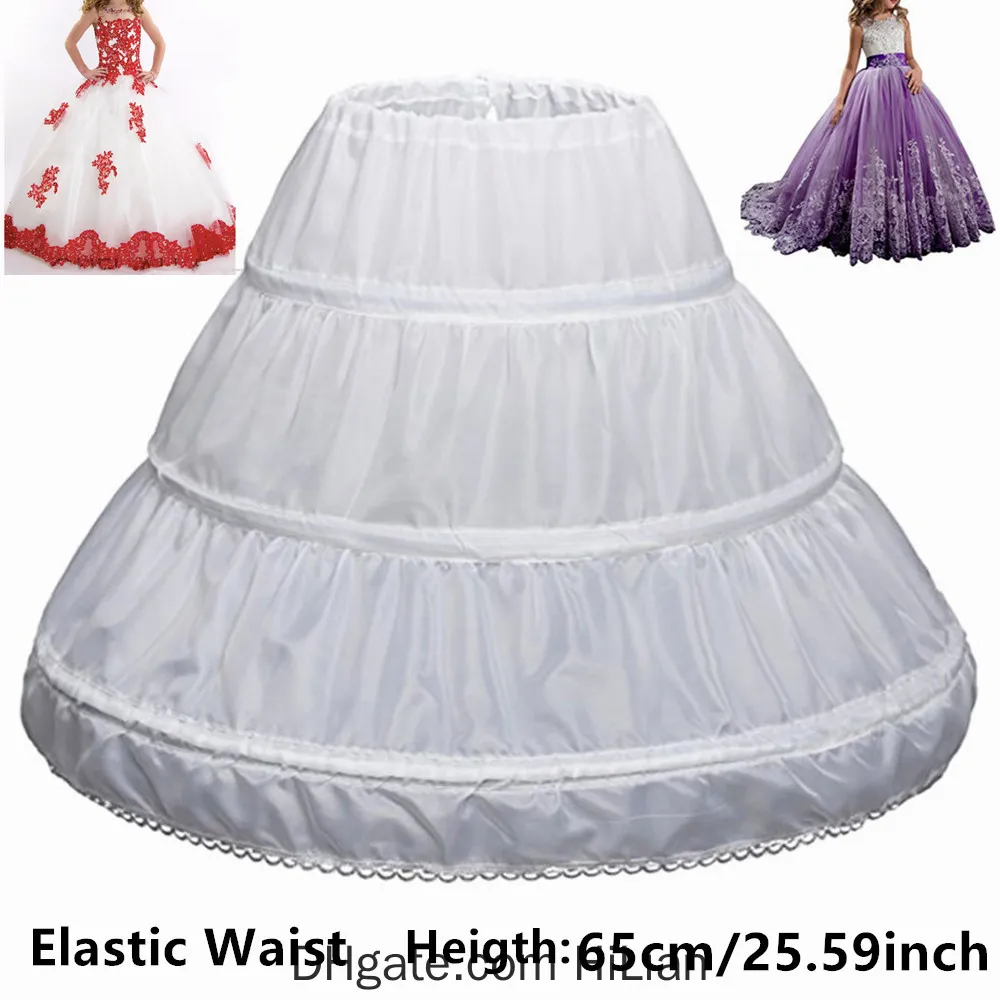 Fit 614y Girl Children jupon Aline 3 Hoops One Lile Kids Crinoline Lace Trim Flower Girl Robe Couple Elastic Waist7420744