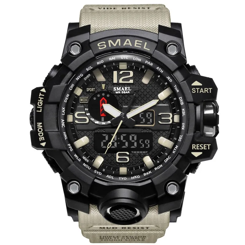 SMAEL 1545 orologi sportivi da uomo di marca doppio display analogico digitale LED orologi da polso al quarzo elettronici nuoto impermeabile militare Wa289W