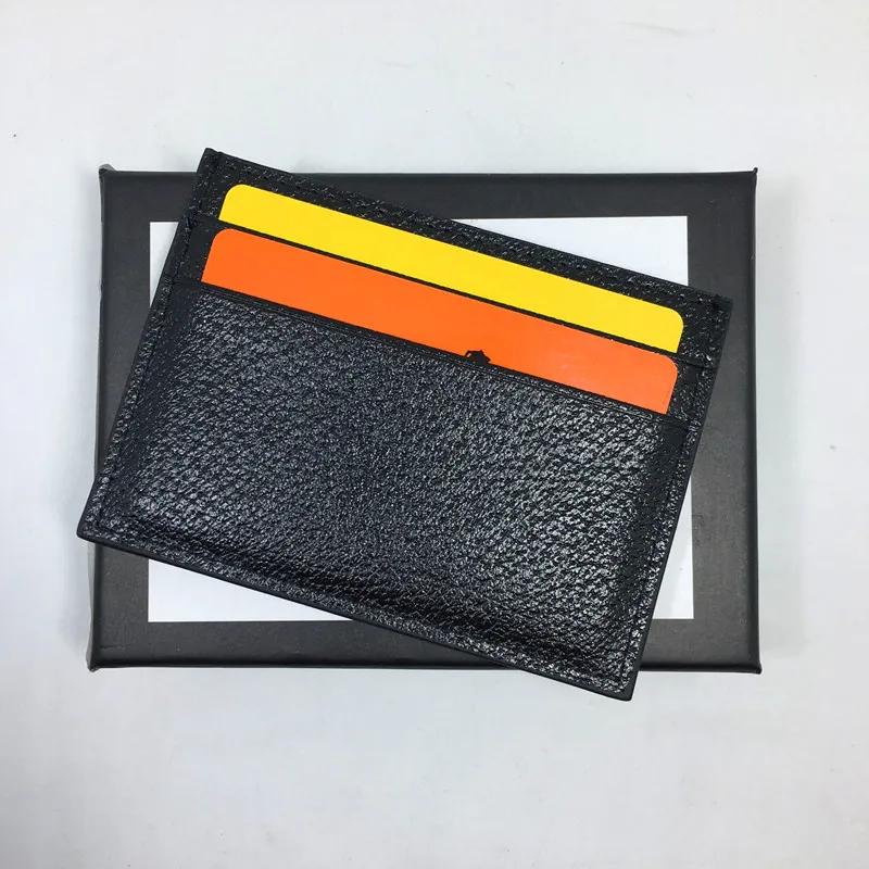 Черная подлинная кожаная держатель кредитных карт кошелька Classic Business Mens Id Card