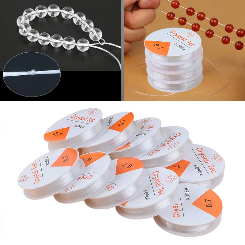 20 rouleaux 0 4- 1 0MM Transparent extensible corde élastique cordon perles perles pour la fabrication de bijoux Bracelet 3135