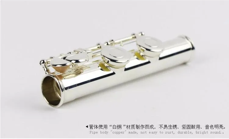 FL-471 Cupronickel 16 Hole Closed Flute High Quality Silver Plated Flute Playing C Tune Musical Instrument Flute With Case