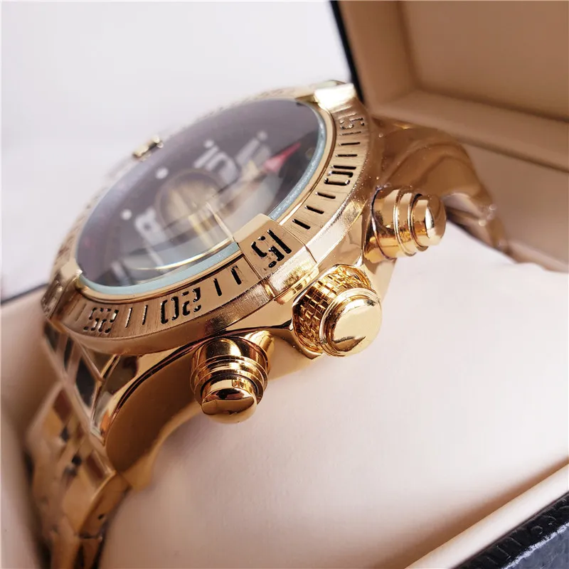 Luxus -Herren Uhren Challenger -Serie Edelstahlband 48mm Hülle Sub -Dial -Werke Chronograph Quarze Uhren hochwertiges Handgelenk 209Q