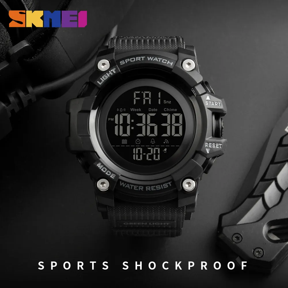 SKMEI Outdoor Sport Horloge Mannen Countdown Wekker Fashion Horloges 5Bar Waterdicht Digitaal Horloge Relogio Masculino 1384233F