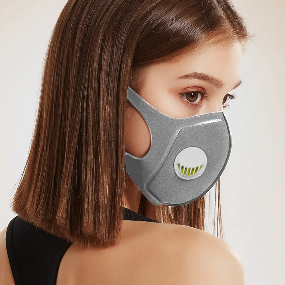 Masques faciaux en éponge de mode Masque demi-bouche anti-poussière PM2,5 avec sangle réglable et valve respirante Masques respiratoires de fête unisexes