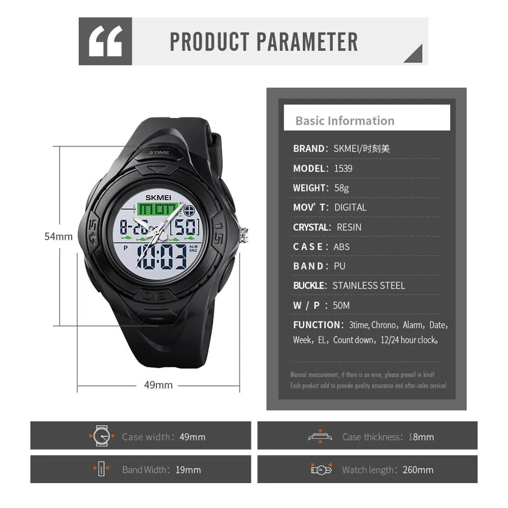 SKMEI Outdoor SportS Watch Men Digital Waterproof Watches Alarm Clock Luminous Dual Display Wristwatches relogio masculino 1539205r