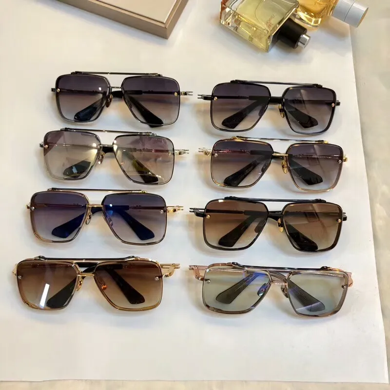 Roségoldene Sonnenbrille mit gebürstetem Rahmen für Herren, 121, quadratische Sonnenbrille, Herren-Sonnenbrille, Brillen, neu mit Box301v