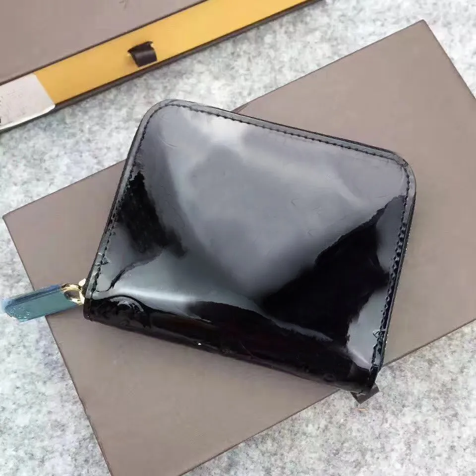 Portefeuille court en cuir breveté de qualité supérieure pour Lady Shinny en cuir en cuir porte-sac à main portefeuille portefeuille Femme Classic Zipper 173E