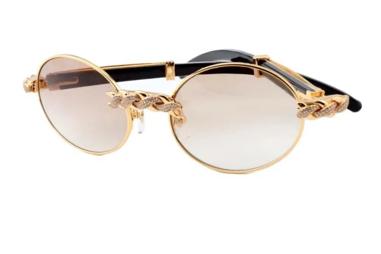 2019 nova moda retro redondo diamante óculos de sol 7550178 natural misto chifre luxo óculos de sol tamanho 55 57-22-135mm261s