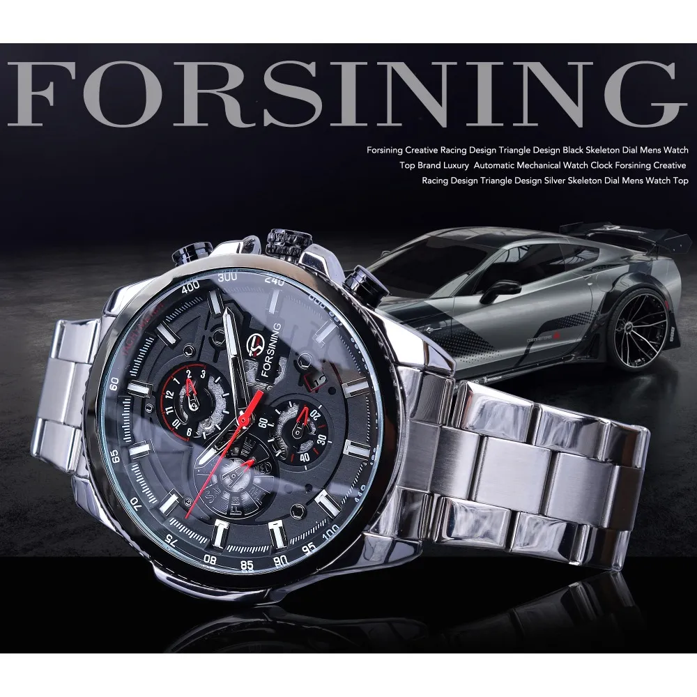 cwp 2021 Forsining watches Steampunk Design Three Small Dial Complete Calendar Waterproof Men's Automatic Top Brand Luxury Sp205i