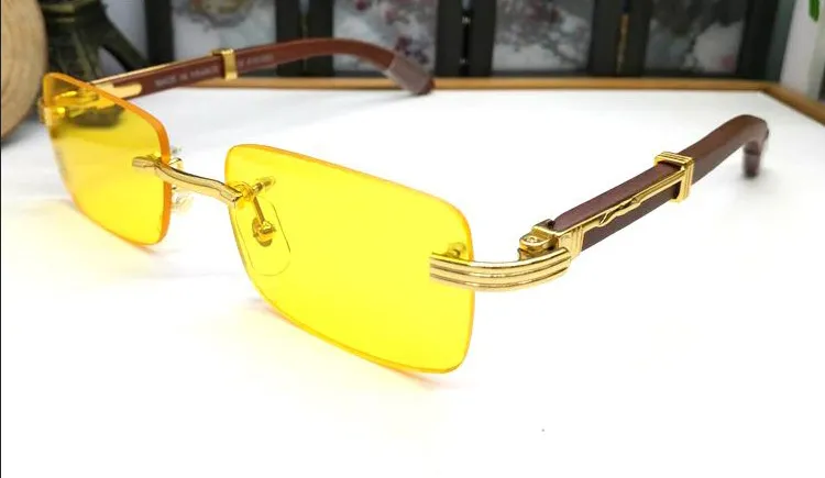Heren dames zonnebril nieuwe mode sport hout gepolariseerde zonnebril goud en zilver frame retro vierkante lens wordt geleverd met box271i