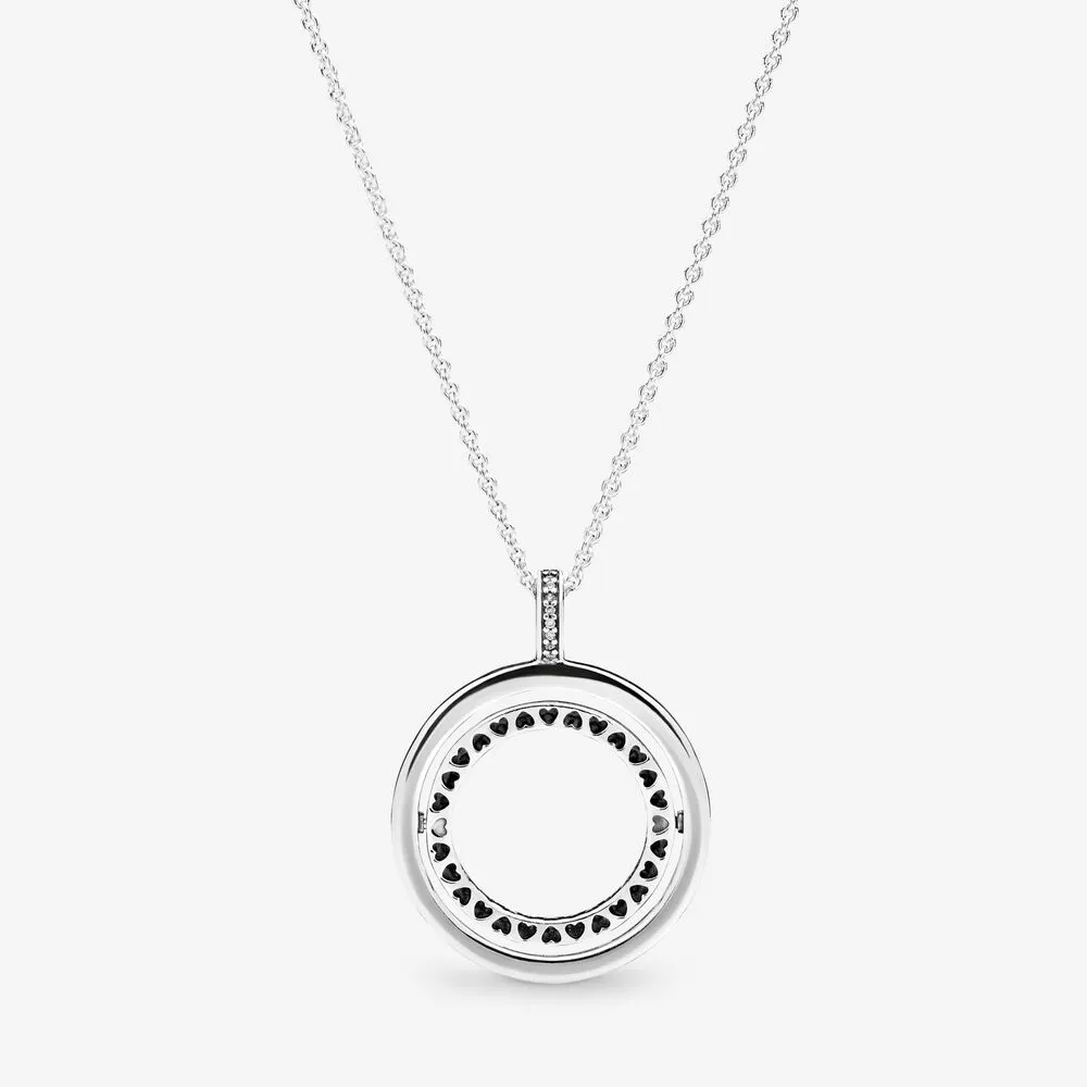 Nova chegada 100% 925 prata esterlina reversível círculo colar moda jóias fazendo para presentes femininos 258j