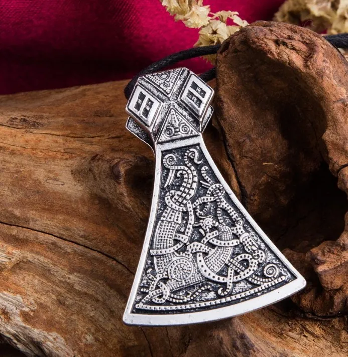 JF084 collier hache Viking nordique gravé symbole spécial motif viking amulette pendentif Vintage colliers femmes bijoux 250u